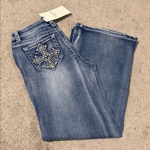 WOMEN Jeans - Blue Embroidered Pocket Bootcut Jeans